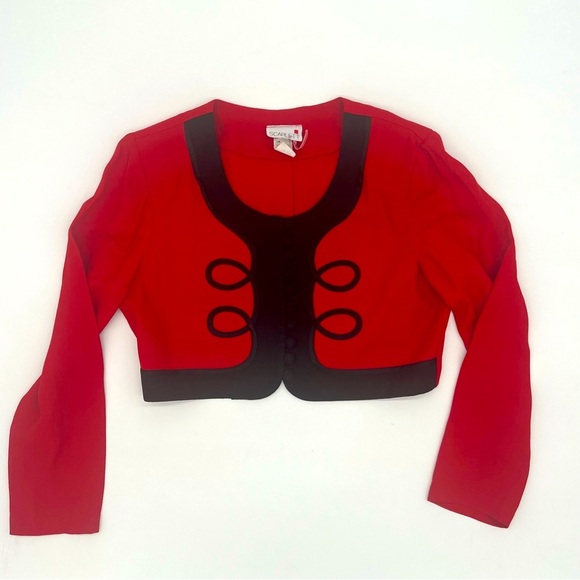 Scarlett Red Black Cropped Jacket – Vintage 7/8 – Military Steampunk Vibe - Picture 1 of 12